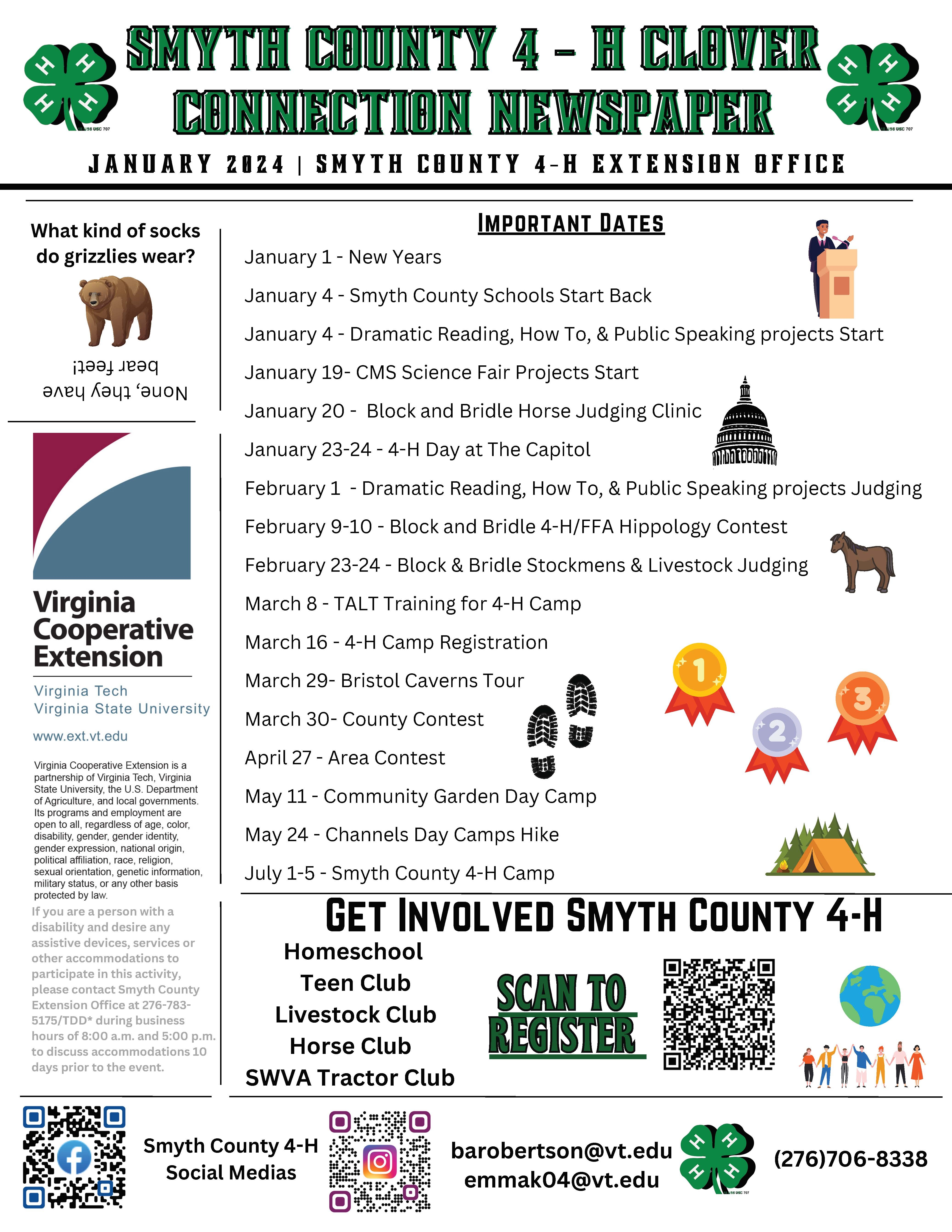 January 2024 4-H Newsletter Page 1
